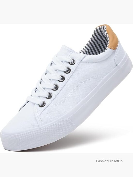 Shoes - Women's Low Top Canvas Lace Up Sneakers Casual Walking Shoes